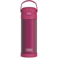 THERMOS FUNTAINER 16 Ounce Stainless Steel Vacuum Insulated Bottle with Wide Spout Lid, Dark Pink