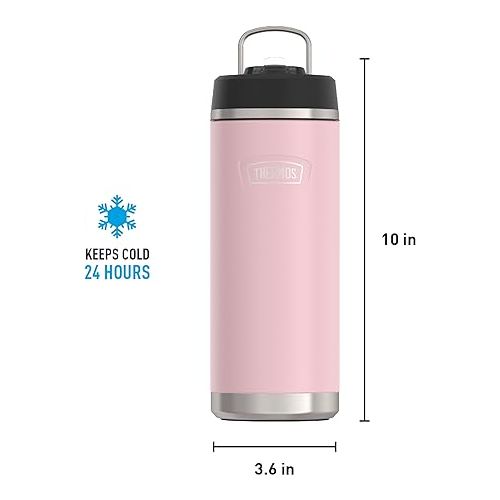 써모스 ICON SERIES BY THERMOS Stainless Steel Water Bottle with Straw Lid, 32 Ounce, Sunset Pink