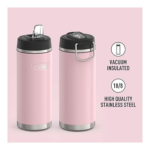써모스 ICON SERIES BY THERMOS Stainless Steel Water Bottle with Straw Lid, 32 Ounce, Sunset Pink