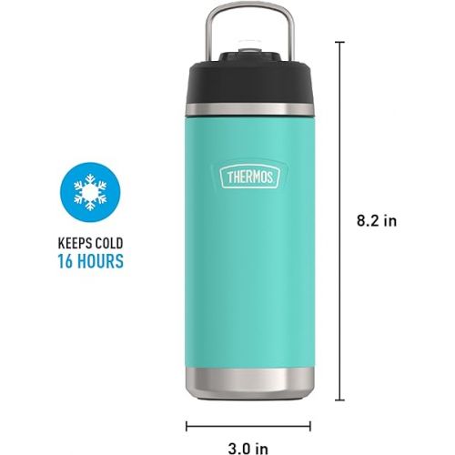 써모스 ICON SERIES BY THERMOS Stainless Steel Kids Water Bottle with Pivot Straw, 18 Ounce, Seafoam