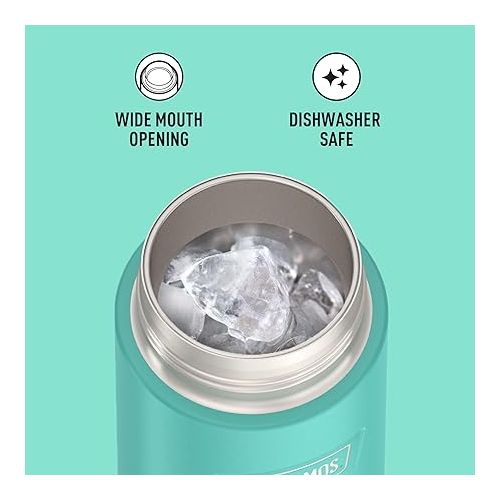 써모스 ICON SERIES BY THERMOS Stainless Steel Kids Water Bottle with Pivot Straw, 18 Ounce, Seafoam