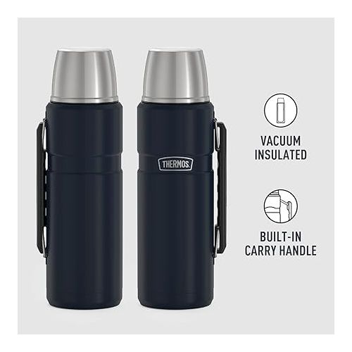 써모스 THERMOS Stainless King Vacuum-Insulated Beverage Bottle, 40 Ounce, Midnight Blue