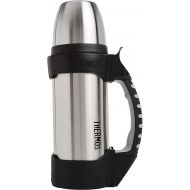 Thermos The Rock Vacuum Insulated 1 Liter Beverage Bottle, stainless steel/black, 1.1 quart (2510TRI2)