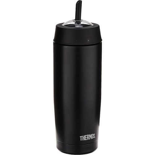 써모스 Thermos 18 Ounce Vacuum Insulated Cold Cup with Straw, Black