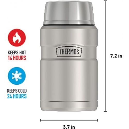 써모스 THERMOS Stainless King Vacuum-Insulated Food Jar, 24 Ounce, Matte Steel