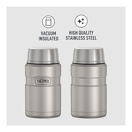 써모스 THERMOS Stainless King Vacuum-Insulated Food Jar, 24 Ounce, Matte Steel