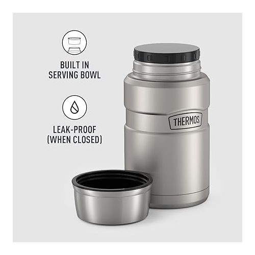 써모스 THERMOS Stainless King Vacuum-Insulated Food Jar, 24 Ounce, Matte Steel