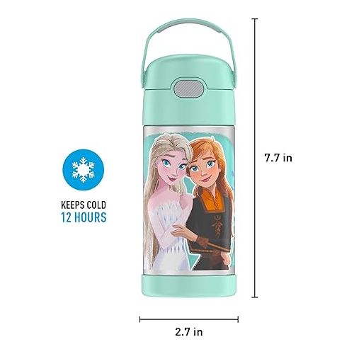 써모스 THERMOS FUNTAINER Water Bottle with Straw - 12 Ounce, Frozen 2 - Kids Stainless Steel Vacuum Insulated Water Bottle with Lid