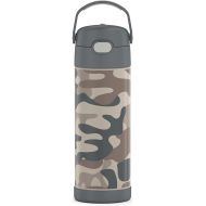 THERMOS FUNTAINER 16 Ounce Stainless Steel Vacuum Insulated Bottle with Wide Spout Lid, Camo