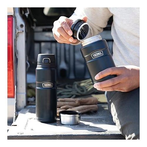 써모스 THERMOS Stainless King Vacuum-Insulated Drink Bottle, 24 Ounce, Midnight Blue