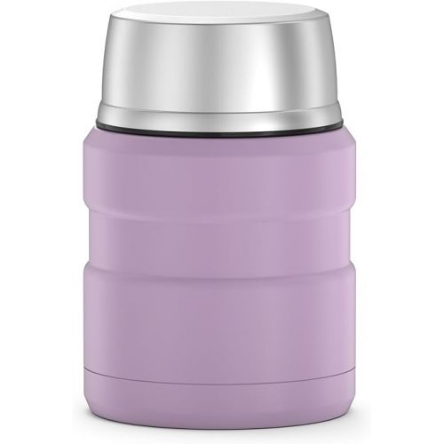 써모스 THERMOS Stainless King Vacuum-Insulated Food Jar with Spoon, 16 Ounce, Matte Lavender