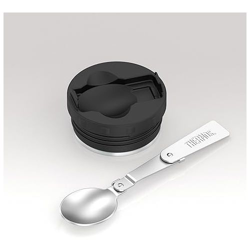 써모스 THERMOS Stainless King Vacuum-Insulated Food Jar with Spoon, 16 Ounce, Matte Powder Blue