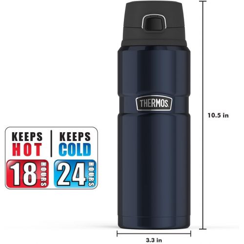 써모스 Thermos Stainless King 24 Ounce Drink Bottle, Midnight Blue