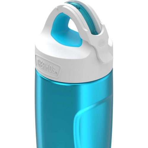 써모스 Thermos THERMOS Vacuum Insulated Stainless Steel Sport Bottle with Covered Straw, 18-Ounce, Teal