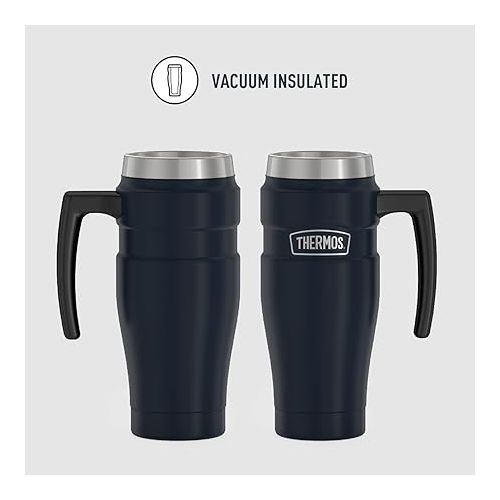 써모스 THERMOS Stainless King Vacuum-Insulated Travel Mug, 16 Ounce, Midnight Blue