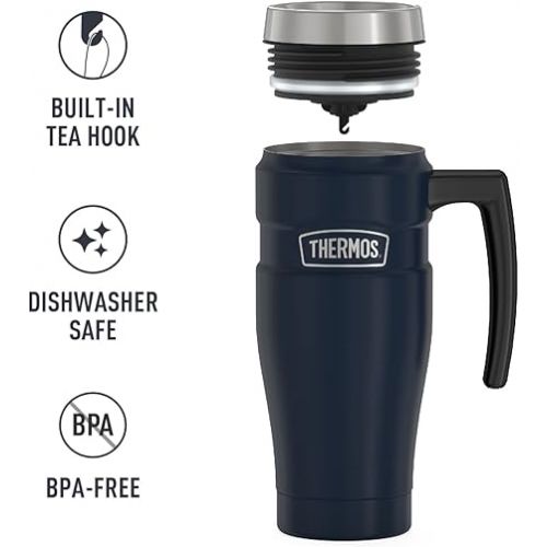 써모스 THERMOS Stainless King Vacuum-Insulated Travel Mug, 16 Ounce, Midnight Blue