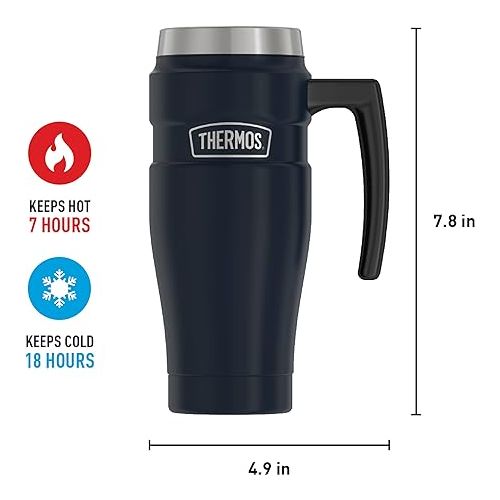 써모스 THERMOS Stainless King Vacuum-Insulated Travel Mug, 16 Ounce, Midnight Blue