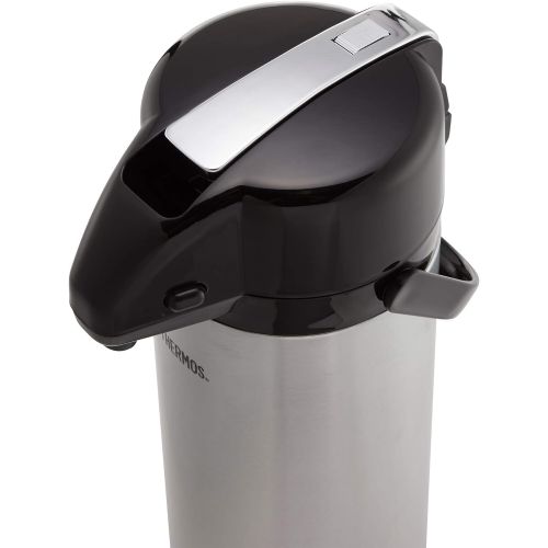 써모스 Thermos Pump-Isolierkanne mit Glaseinsatz, Stahlfinish, 2,5 l