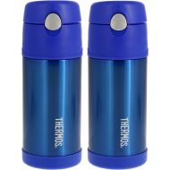 Thermos FUNtainer Vacuum Insulated Stainless Steel Kids Drinkware Bottle with Straw - Tasteless and Odorless, BPA Free, Great for Children (Metallic Blue, 12 ounce)