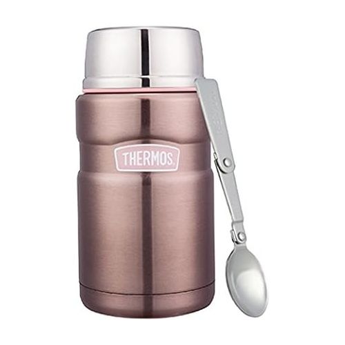 써모스 Thermos Stainless King 24-Ounce Food Jar w/Foldable Spoon (Pink)