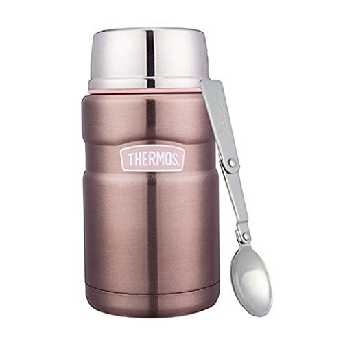 써모스 Thermos Stainless King 24-Ounce Food Jar w/Foldable Spoon (Pink)