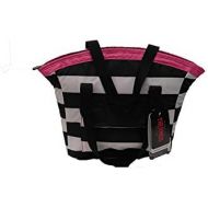 Thermos Brand Insulated 9 Can Tote in Black and White Stripe with Pink