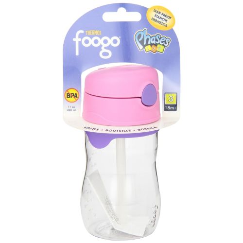 써모스 Thermos Foogo 11-Ounce Straw Bottle, Pink/Purple