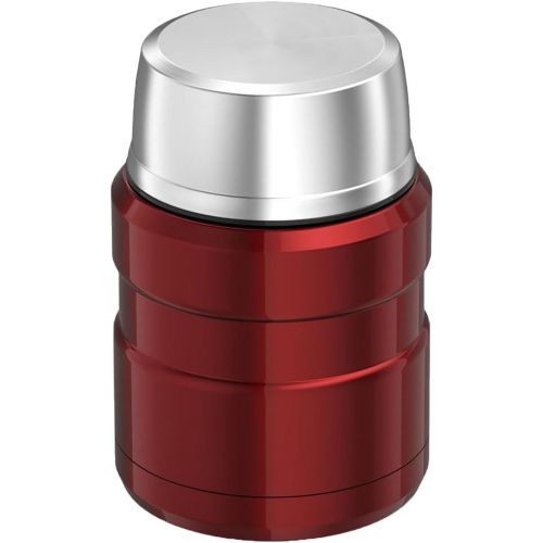 써모스 Thermos Stainless King Vacuum Insulated Food Jar w/Folding Spoon - 16 oz. - Stainless Steel Cranberry