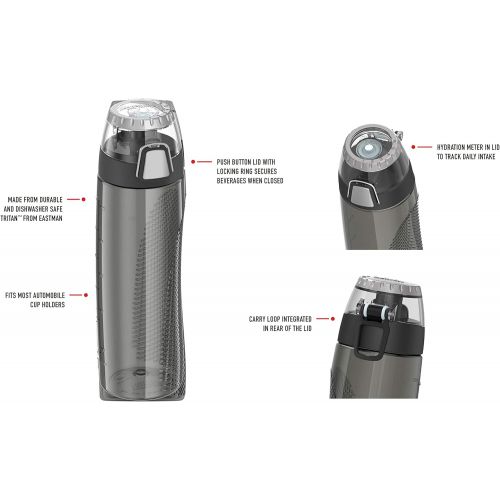 써모스 Thermos 24 Ounce Tritan Hydration Bottle with Meter, Smoke