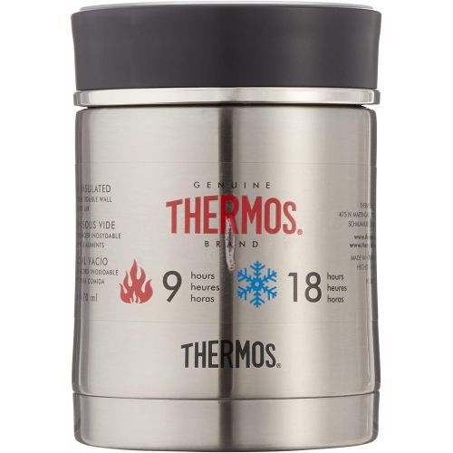 써모스 Thermos Stainless Steel Insulated Travel Food Jar With Lid, 16 Ounce, Black