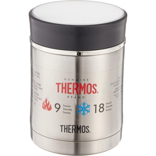 써모스 Thermos Stainless Steel Insulated Travel Food Jar With Lid, 16 Ounce, Black