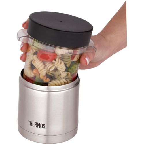 써모스 Thermos 12 Ounce Food Jar with Microwavable Container, Stainless Steel