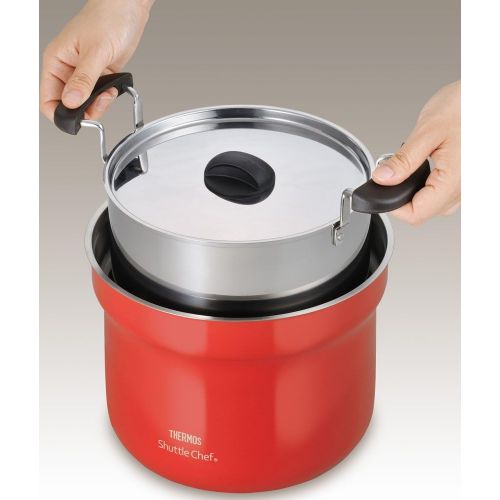 써모스 THERMOS vacuum heat insulation cooker shuttle chef 4.3L [for 4 to 6 people] tomato KBF-4501 TOM