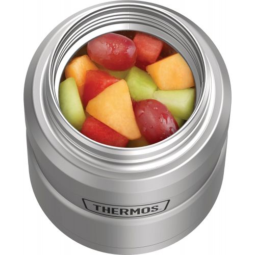 써모스 Thermos Stainless King 16 Ounce Food Jar with Folding Spoon, Stainless Steel