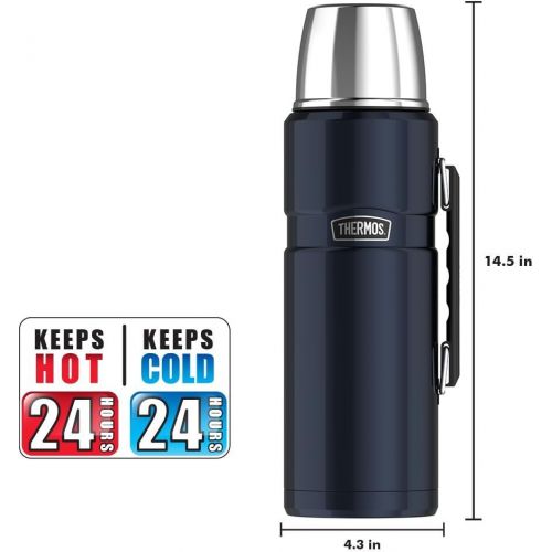 써모스 Thermos Stainless King 68 Ounce Vacuum Insulated Beverage Bottle, Midnight Blue