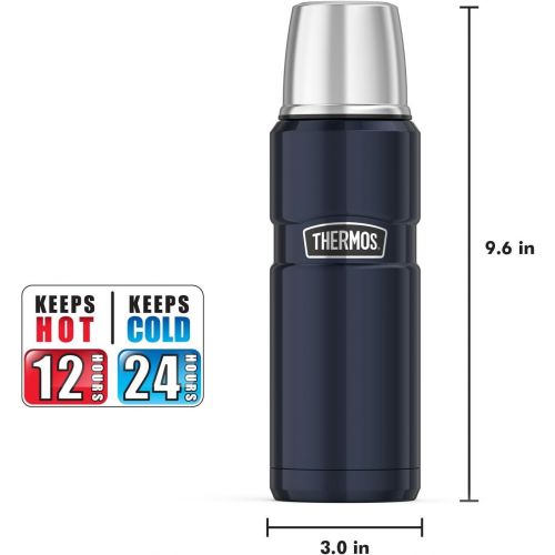 써모스 Thermos Stainless King 16 Ounce Compact Bottle, Midnight Blue