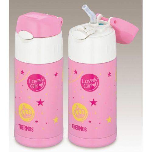 써모스 Thermos Vacuum Insulation Straw Bottle [One-touch Open Type] 0.36L Pink (FFI-400F P)