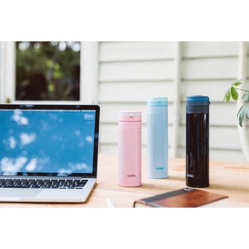 써모스 Thermos Water Bottle Vacuum Insulation Mobile Mug [One-touch Open Type] (11.8 ounces, blue)