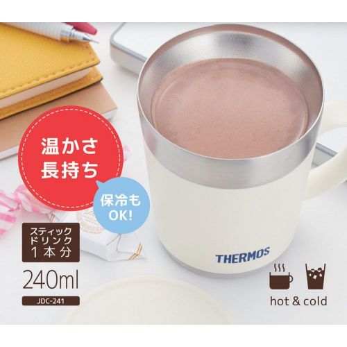 써모스 Thermos Heat Retention Mug Cup 240ml White JDC-241 WH