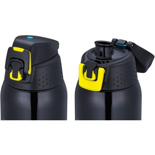 써모스 Thermos vacuum insulation sports bottle [one-touch open type] 1.5L black yellow FFZ-1501F BKY