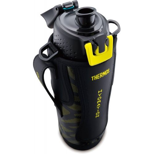 써모스 Thermos vacuum insulation sports bottle [one-touch open type] 1.5L black yellow FFZ-1501F BKY