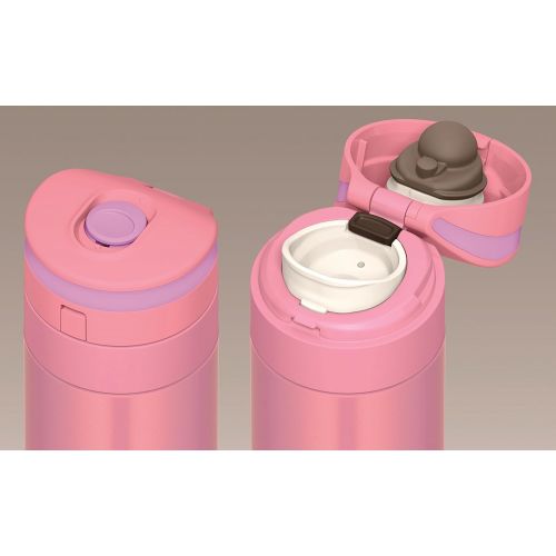 써모스 Thermos Water Bottle Vacuum Insulation Mobile Mug [One-touch Open Type] (15.2 ounces, pink)