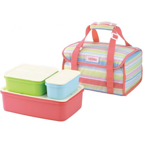 써모스 Thermos Thermal Insulated Family Fresh Lunch Box Pink Stripe [Japan Import] by DJF-4001 PSR