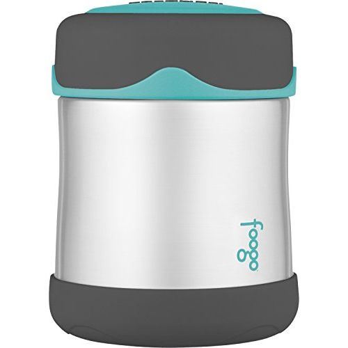 써모스 Thermos Foogo Vacuum Insulated Stainless Steel 10-Ounce Food Jar, Charcoal/Teal