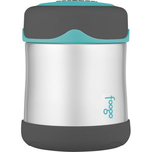 써모스 Thermos Foogo Vacuum Insulated Stainless Steel 10-Ounce Food Jar, Charcoal/Teal