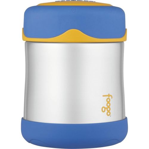 써모스 THERMOS FOOGO Vacuum Insulated Stainless Steel 10-Ounce Food Jar, Blue/Yellow: Kitchen & Dining