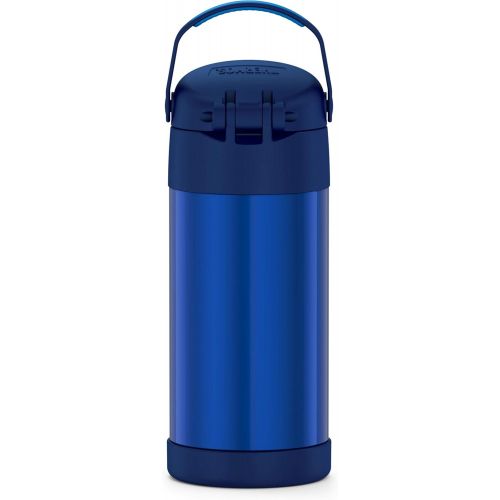 써모스 [무료배송]THERMOS FUNTAINER 12 Ounce Stainless Steel Vacuum Insulated Kids Straw Bottle, Blue