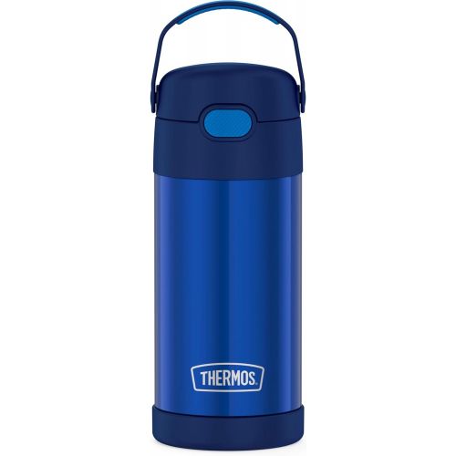 써모스 [무료배송]THERMOS FUNTAINER 12 Ounce Stainless Steel Vacuum Insulated Kids Straw Bottle, Blue