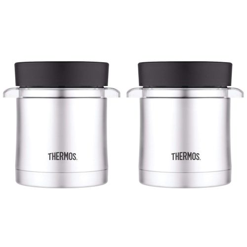 써모스 Thermos Vacuum Insulated Food Jar and Microwavable Insert 12oz (2-Pack)