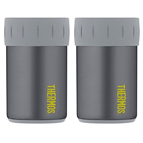 써모스 Thermos Vacuum Insulated Stainless Steel Beverage Can Insulator for 12 Ounce Can, Charcoal - 2 Pack